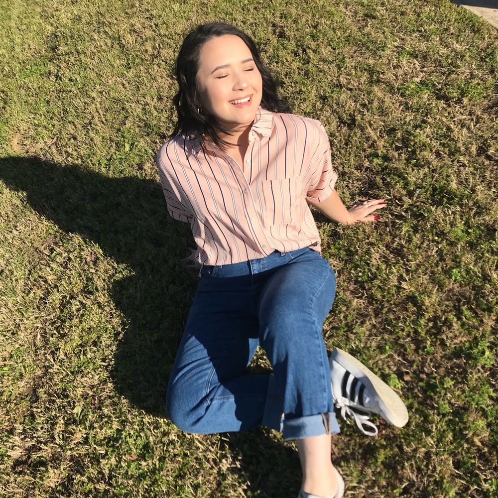 Forever 21 Striped Pink Button Down